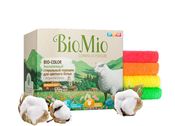 Экологичный стиральный порошок для цветного белья с экстрактом хлопка, концентрат BioMio